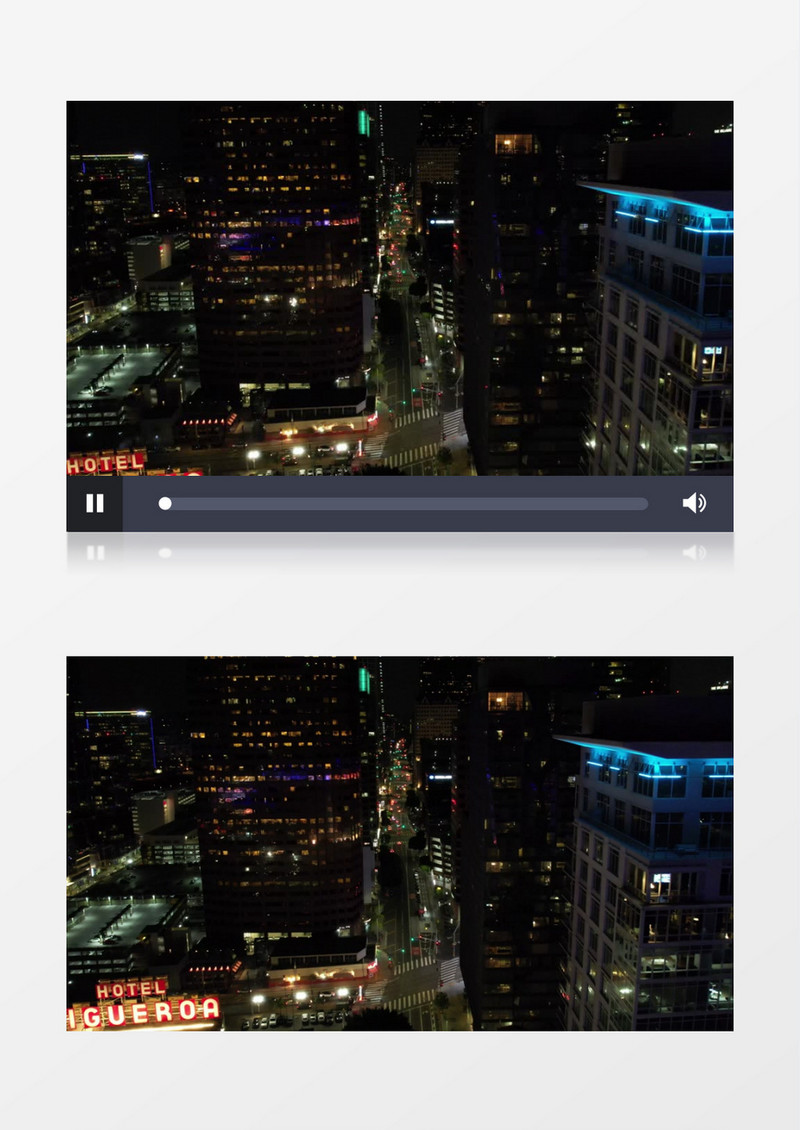 航拍夜晚大楼的灯光和城市景观实拍视频素材
