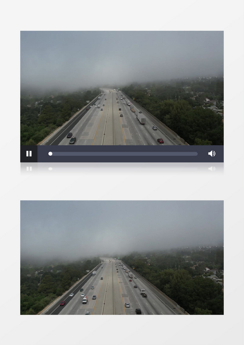 氤氲在雾气下的高速公路实拍视频素材
