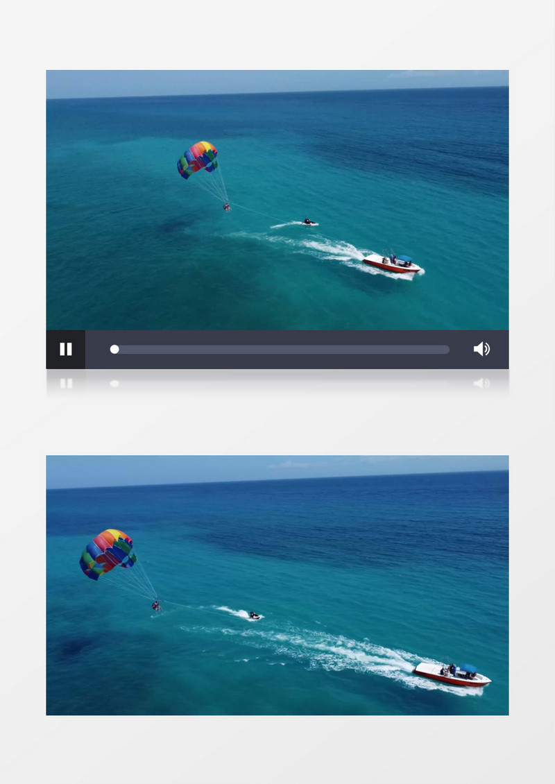 人们在海中行驶快艇跳伞实拍视频素材
