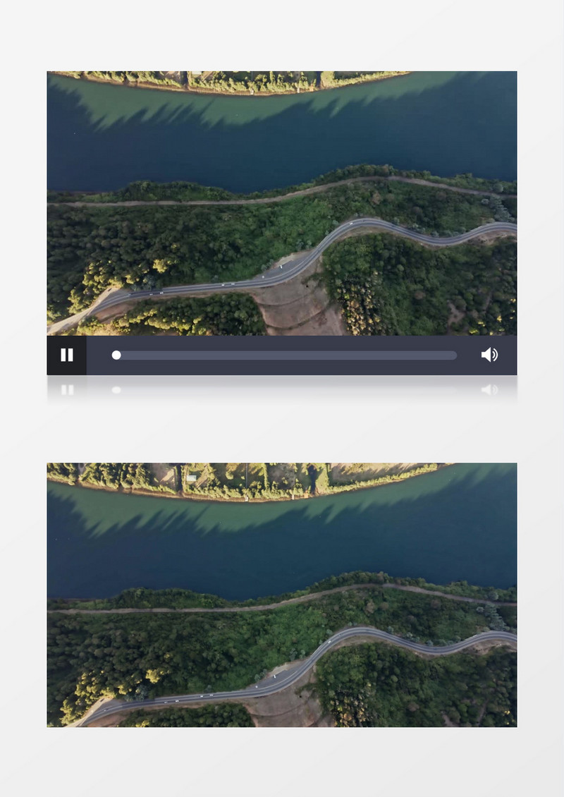 航拍地面上的植被和河流景色实拍视频素材
