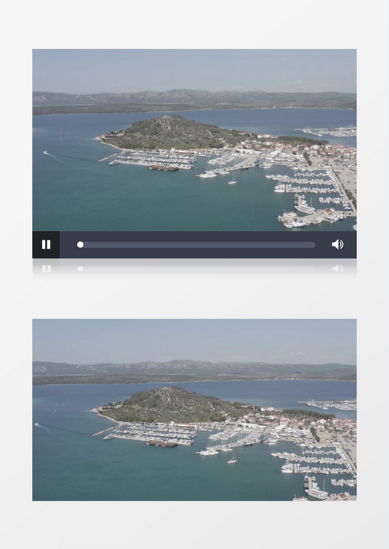 海中央的小岛和码头景象实拍视频素材