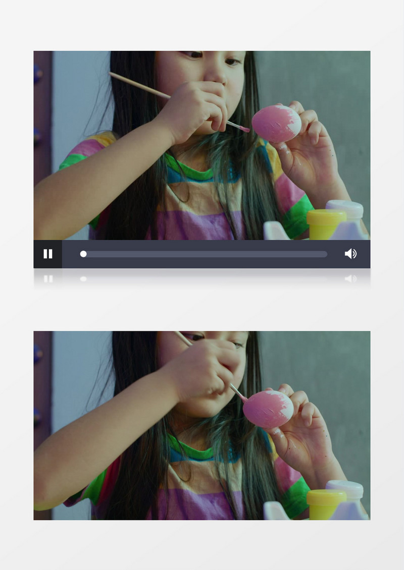 小女孩在给鸡蛋涂色实拍视频素材