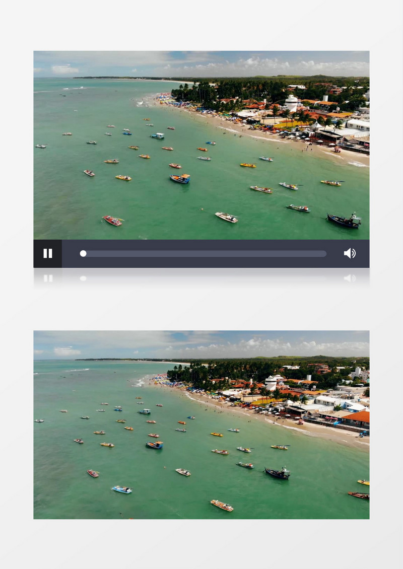 海面上行驶的船只和海边小城景观实拍视频素材