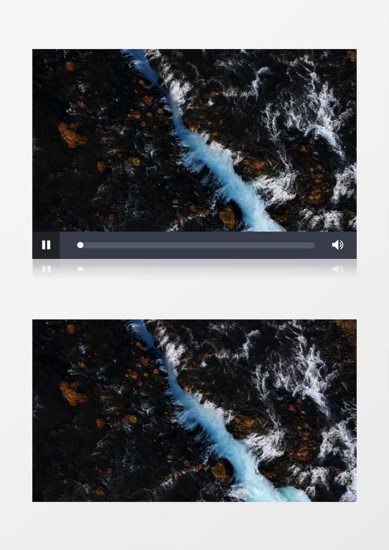 航拍山脚下潺潺流动的溪水实拍视频素材