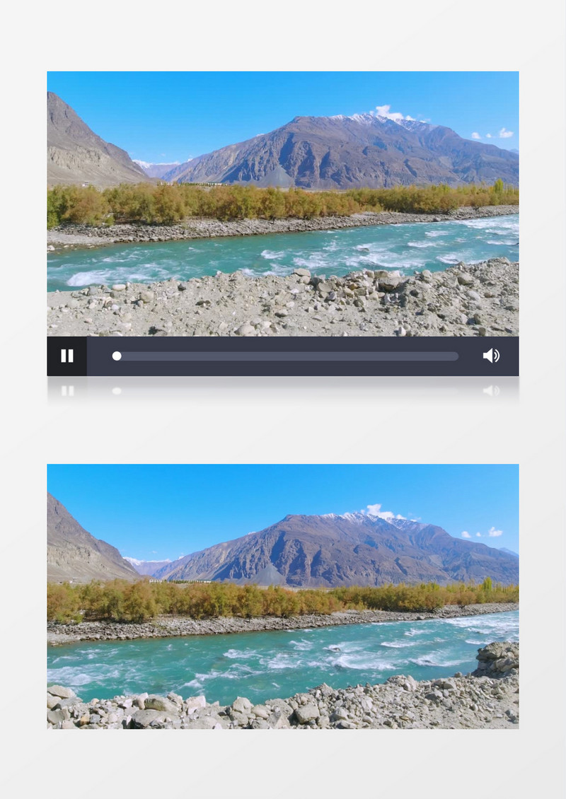 山脚下湍急的河水实拍视频素材