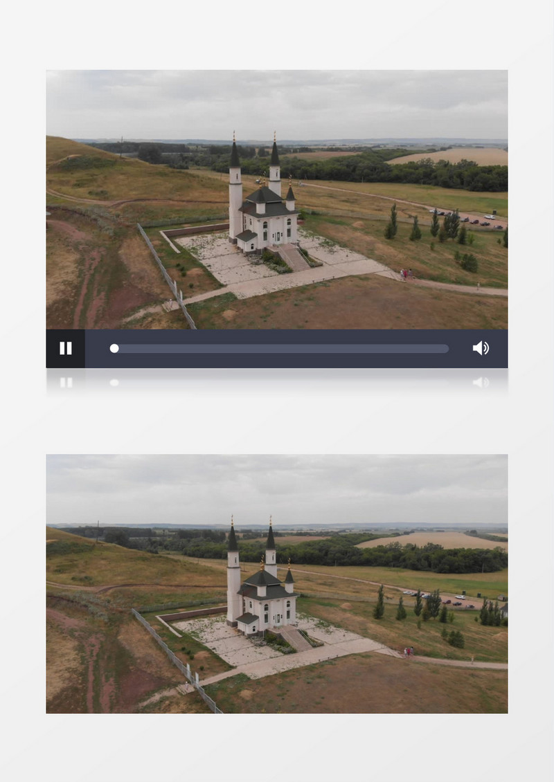 建造在郊外的白色教堂实拍视频素材