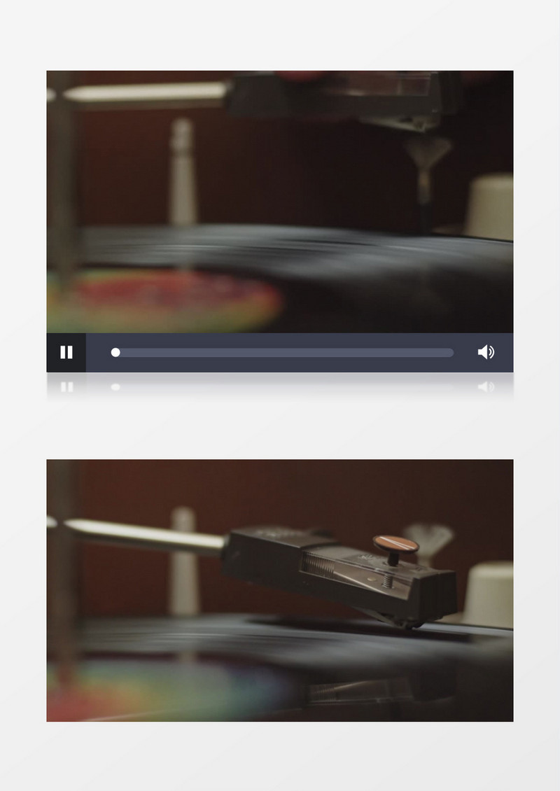 黑胶唱片在缓缓旋转播放实拍视频素材