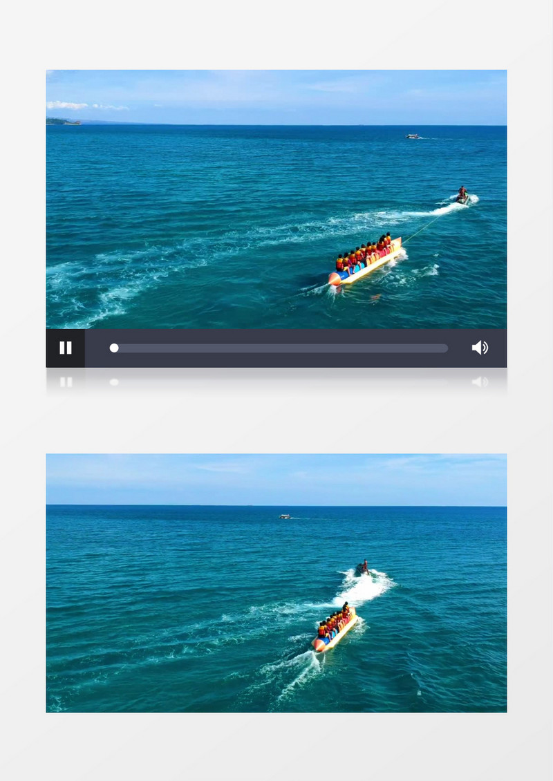 一辆快艇拉着游船在海中行驶实拍视频素材