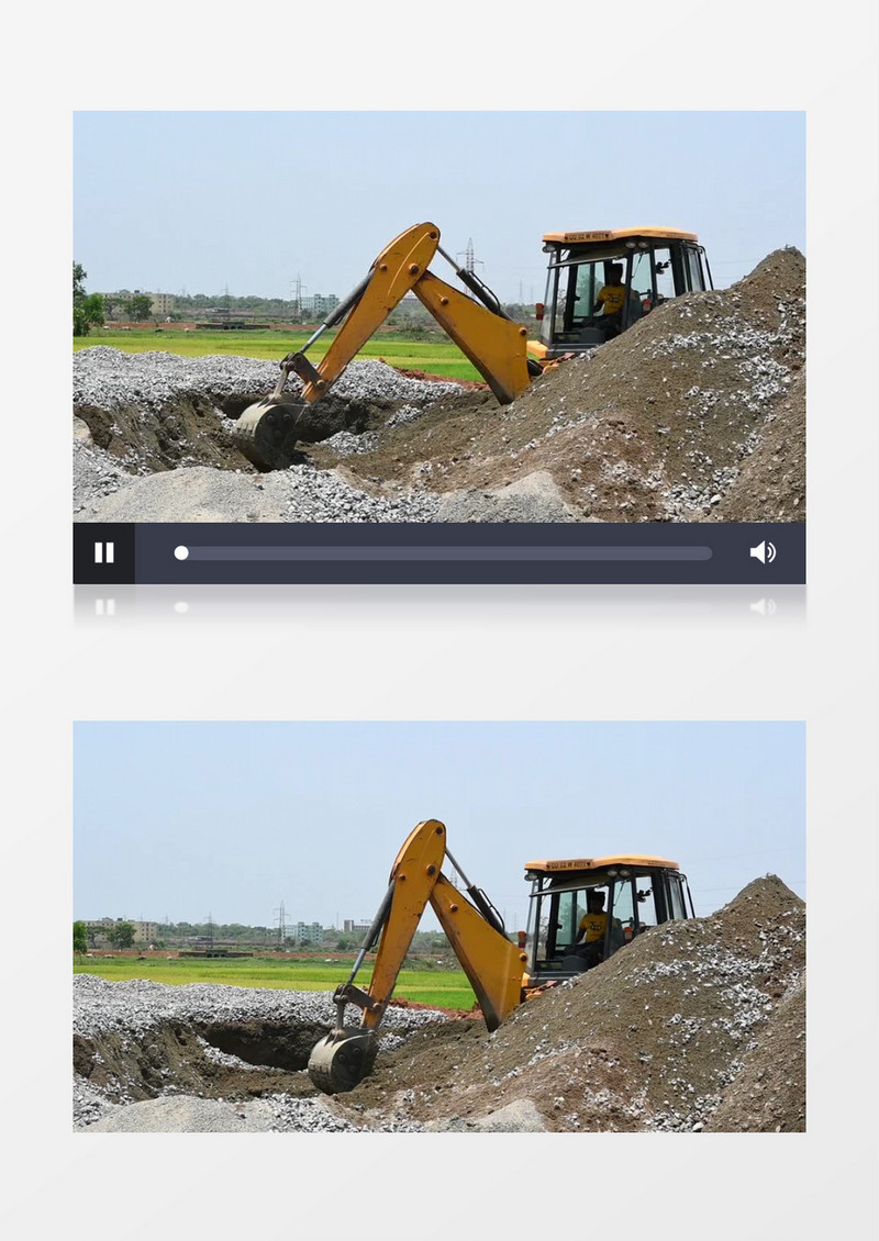 一台挖掘机在挖沙实拍视频素材
