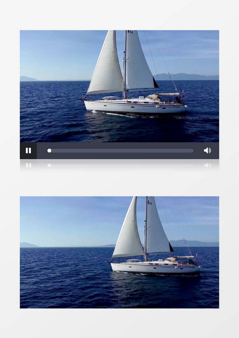一艘帆船在水面上匀速行驶实拍视频素材