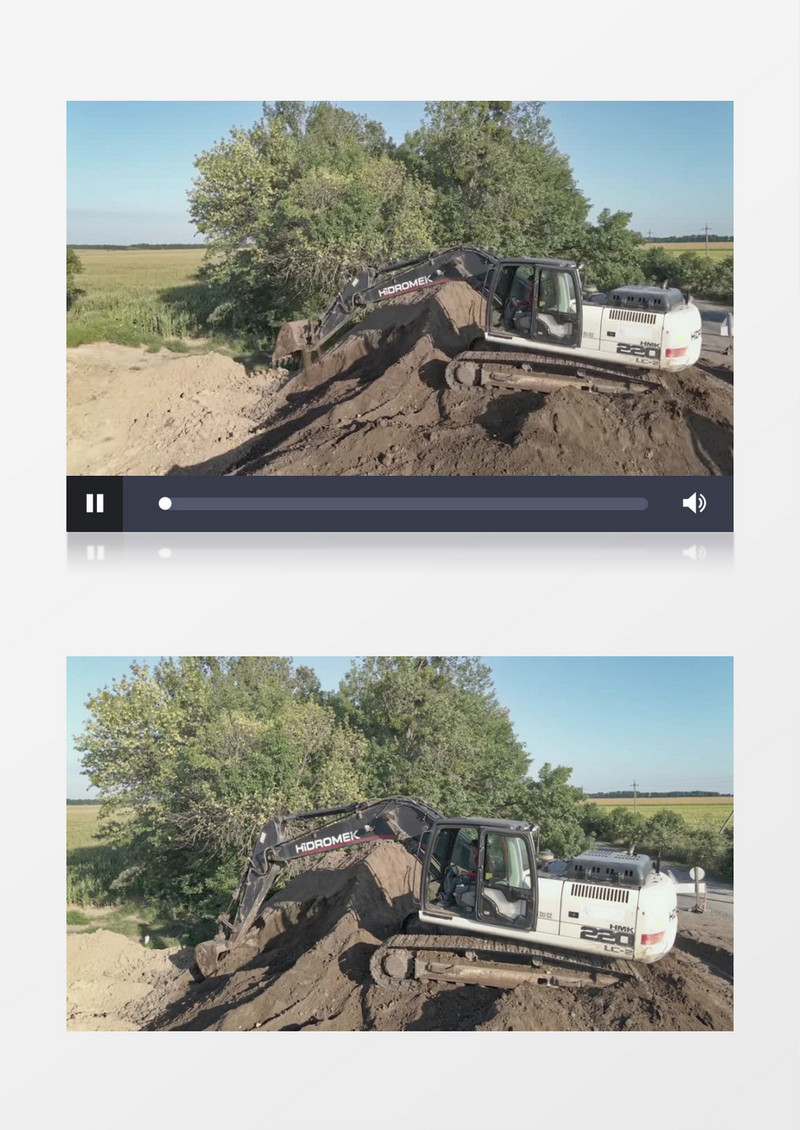 两辆挖掘机在作业实拍视频素材