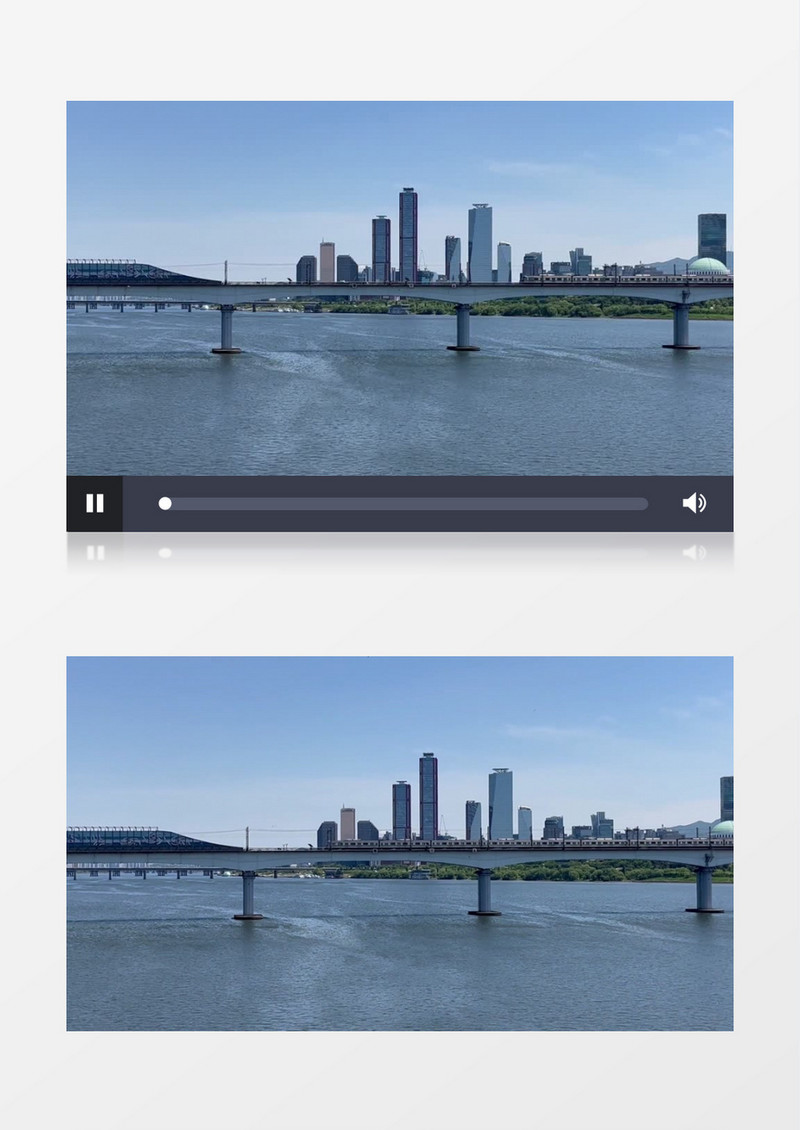 跨越大河的桥梁上有火车通过实拍视频素材