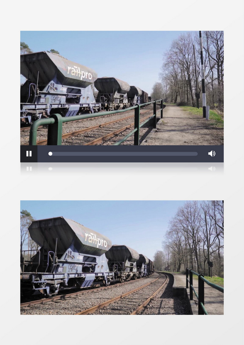 实拍货车停靠在火车轨道上实拍视频素材