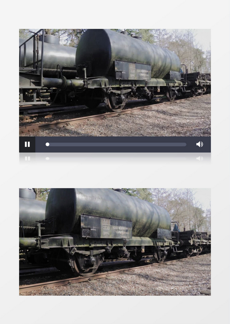 实拍油罐货车停靠在轨道上实拍视频素材
