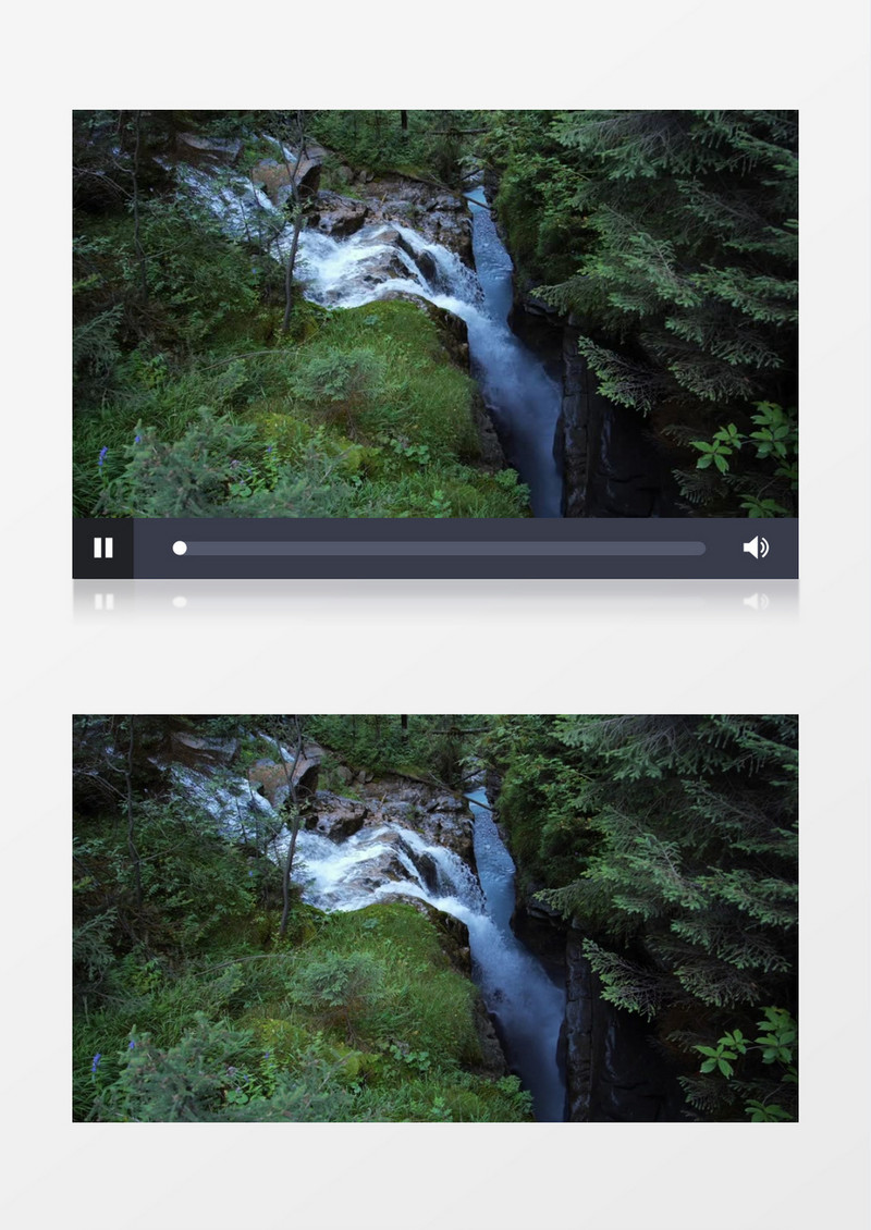 湍急的水流下汇成小溪实拍视频素材