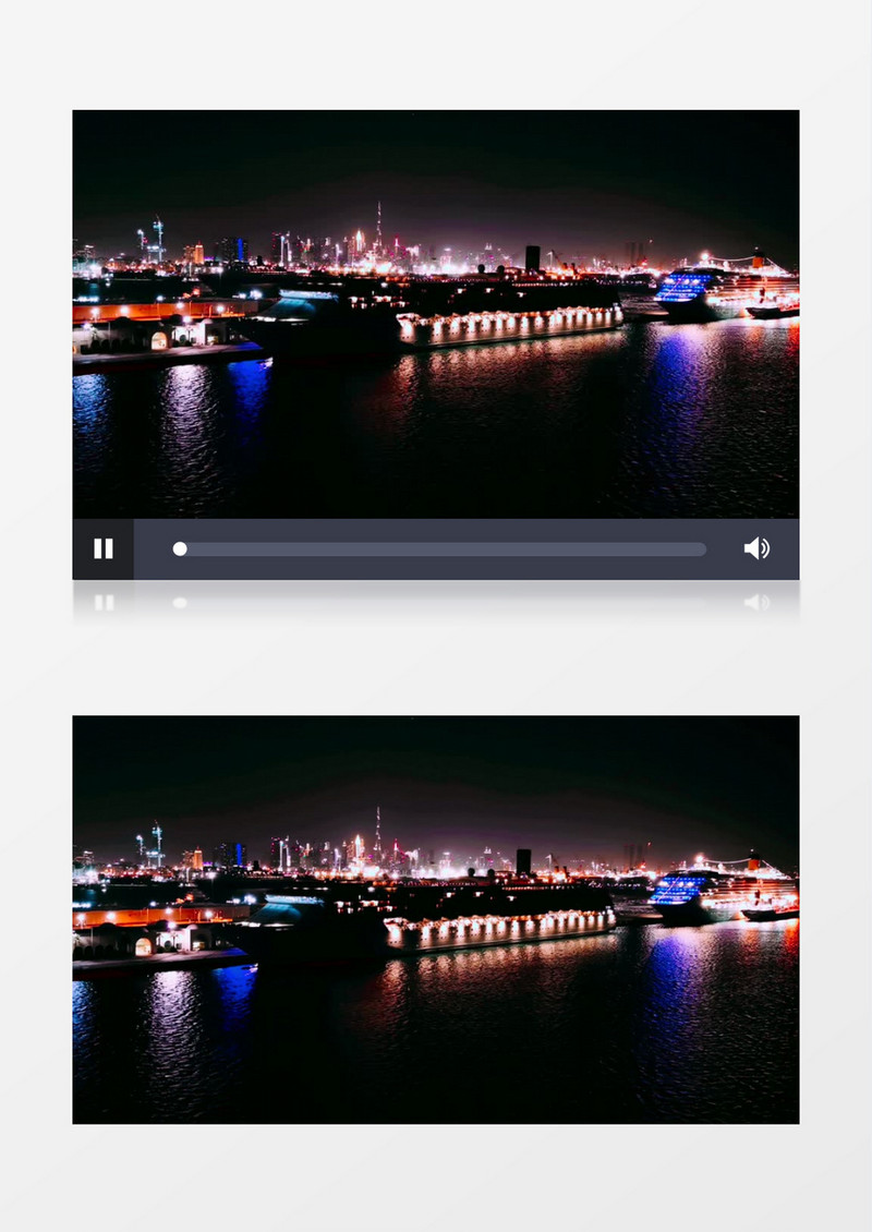 夜晚码头上游船上的灯火美丽景观实拍视频素材