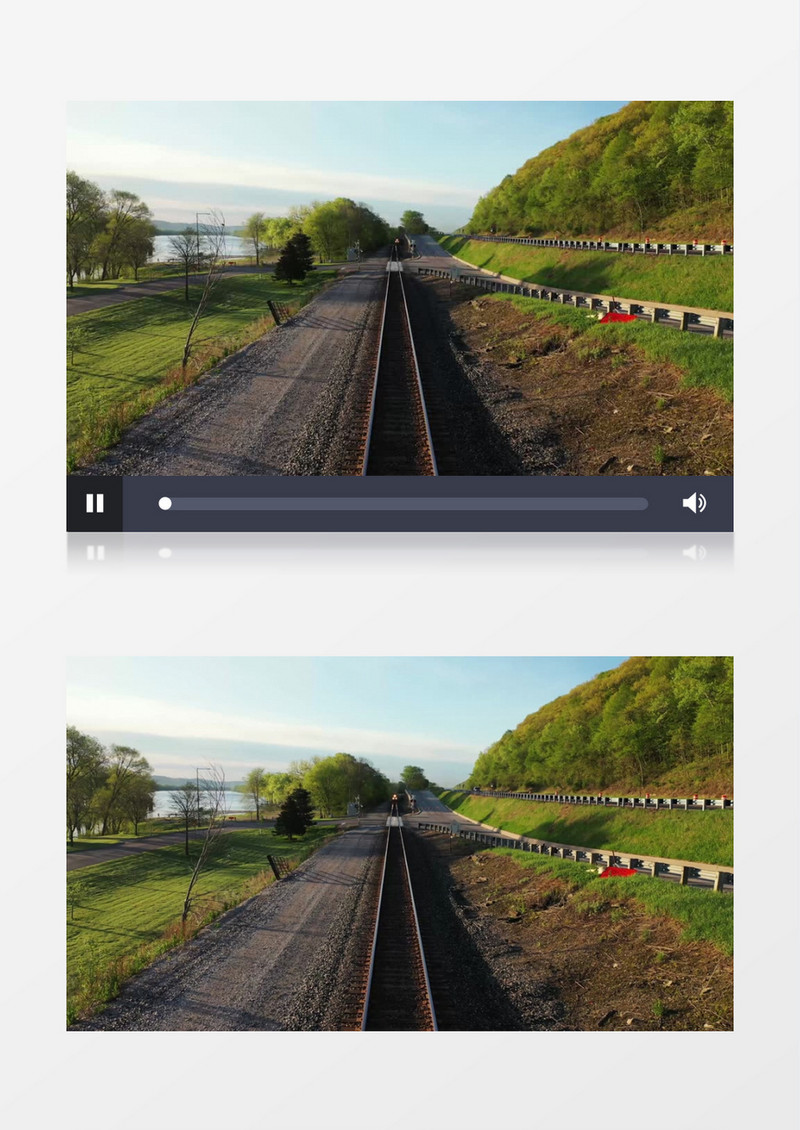 火车缓缓行驶在轨道上实拍视频素材