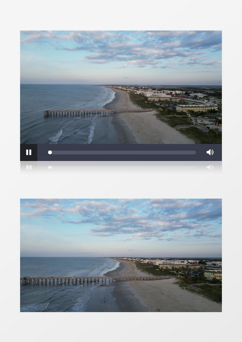 航拍海边小镇和海水景色实拍视频素材