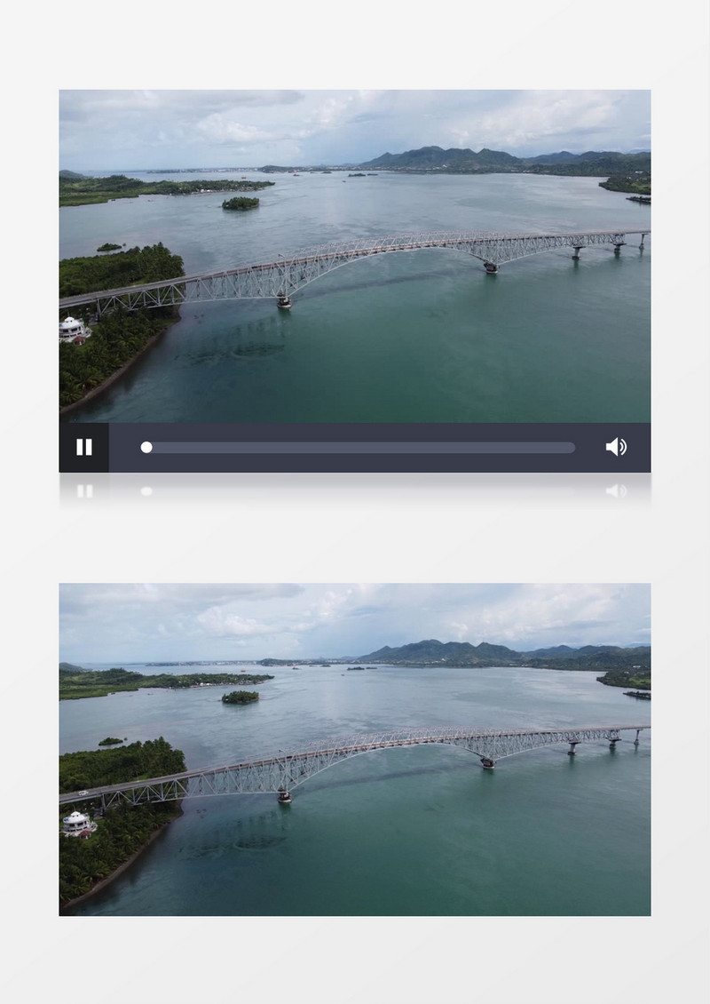 航拍横跨河流的大桥实拍视频素材