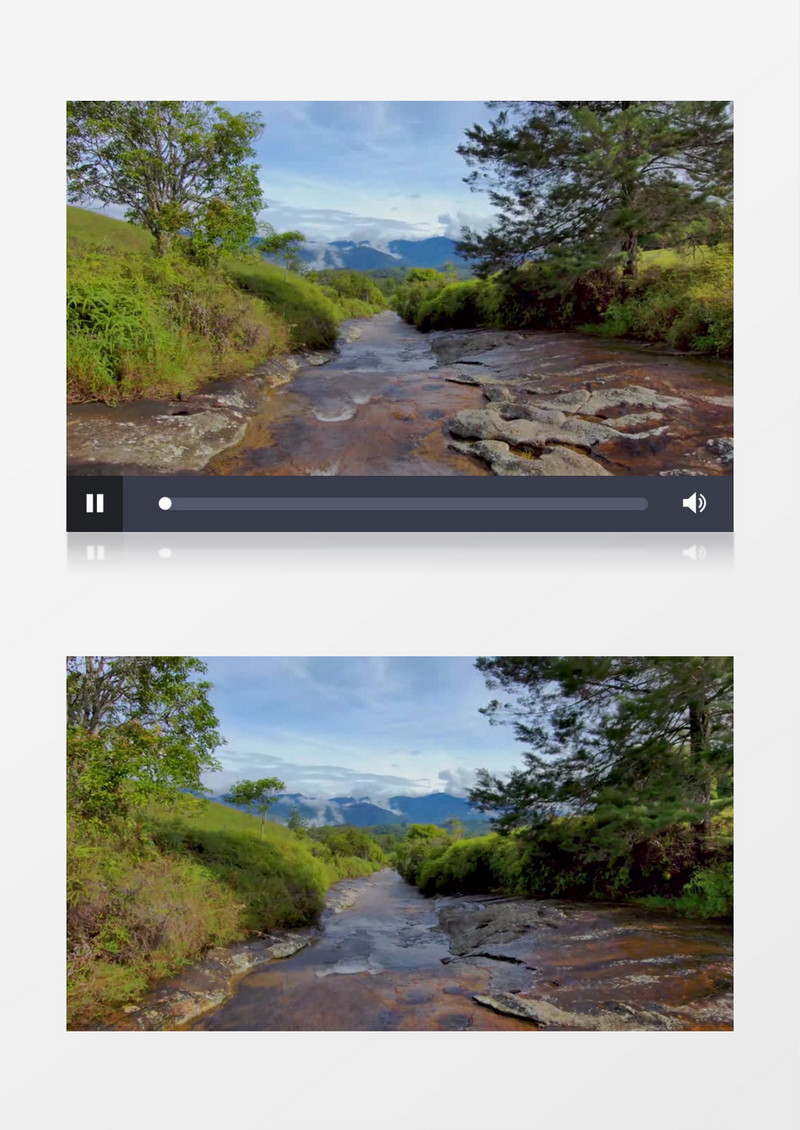 山脚下流淌的小溪水实拍视频素材