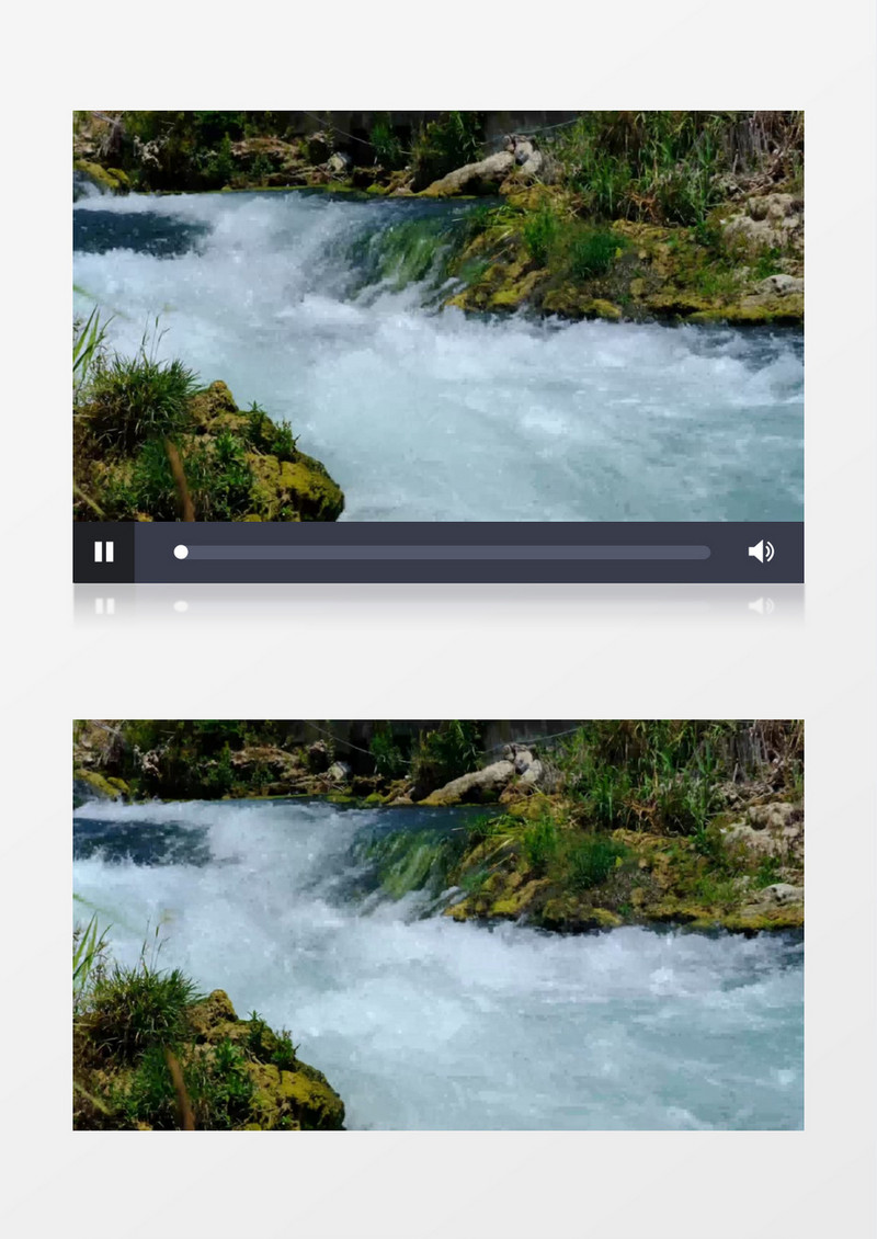 溪水从上游急流而下实拍视频素材