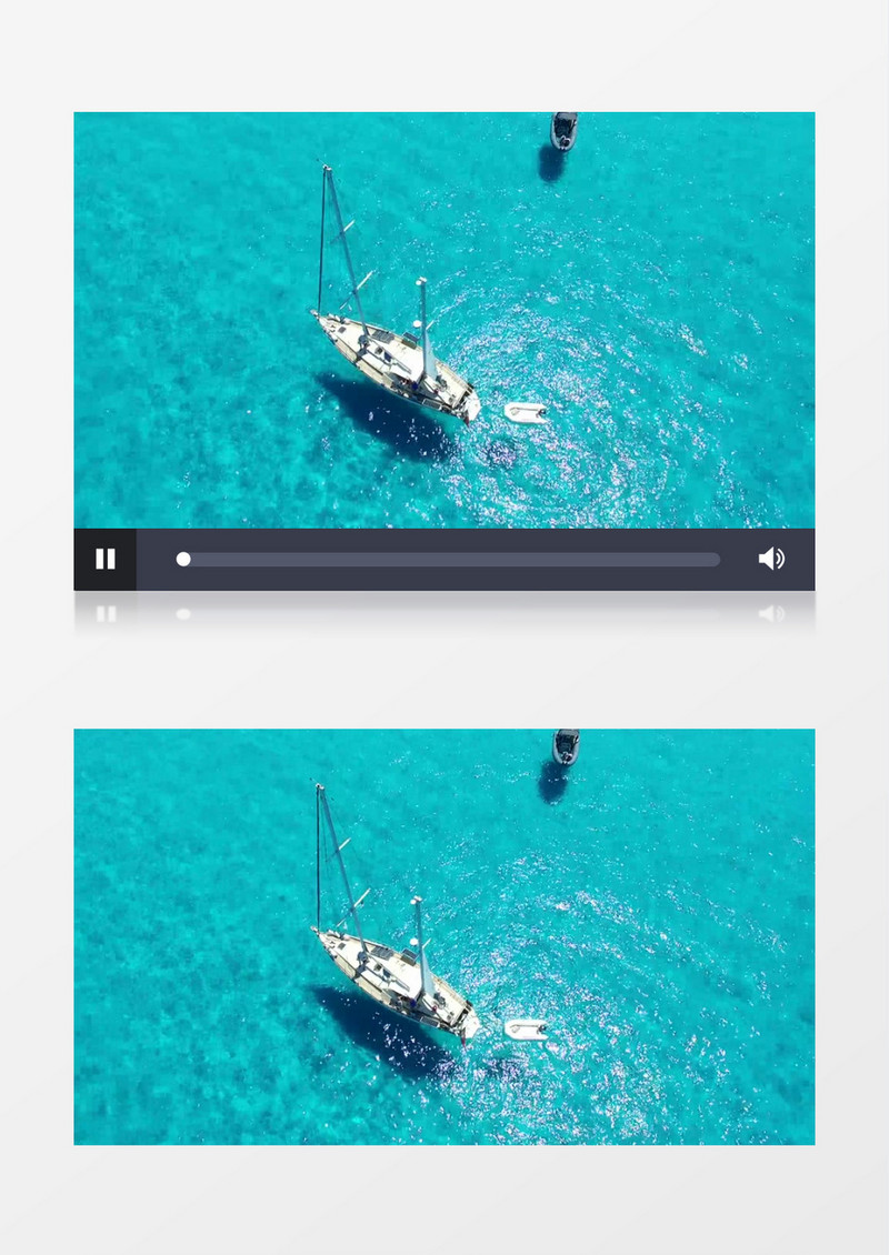 小船漂泊在清澈的水面上实拍视频素材
