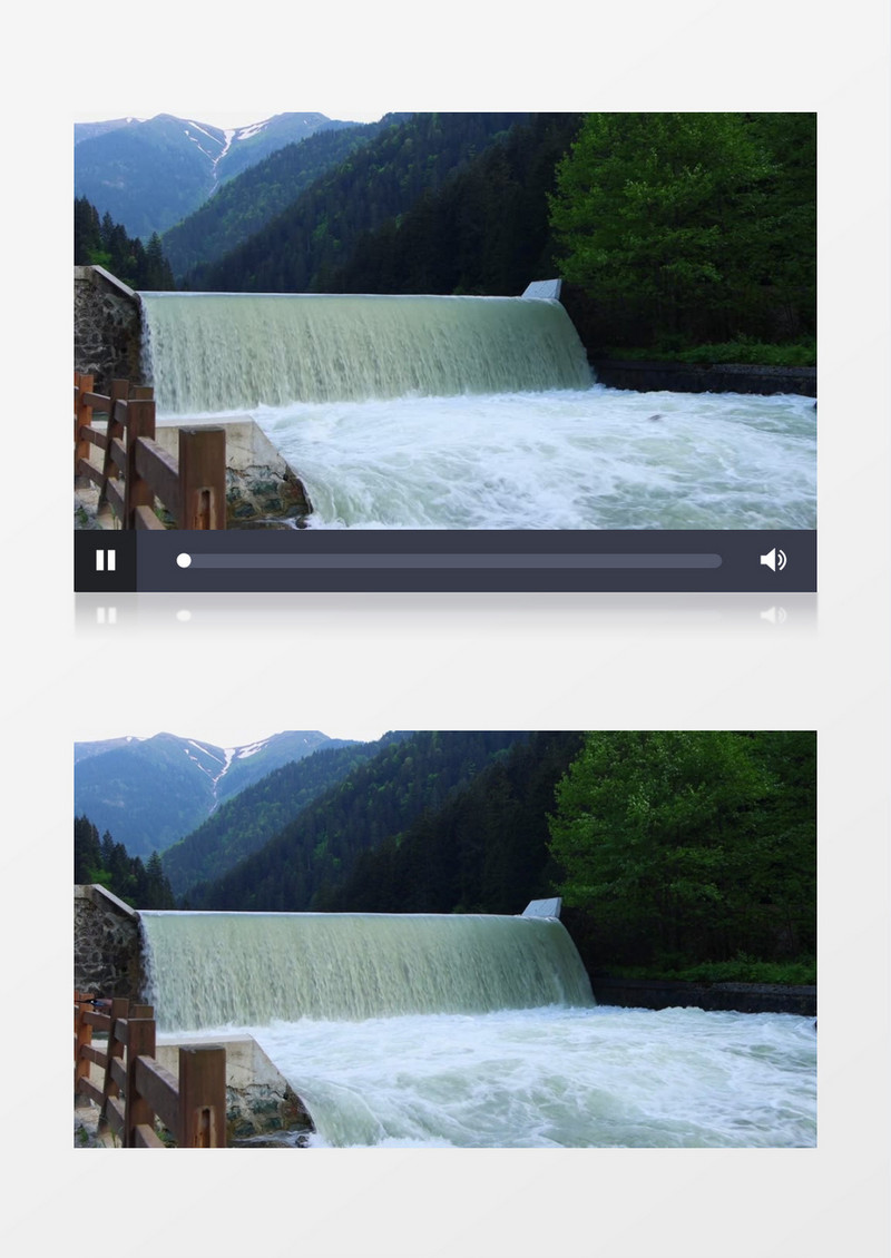 山脚下奔泻的水流实拍视频素材