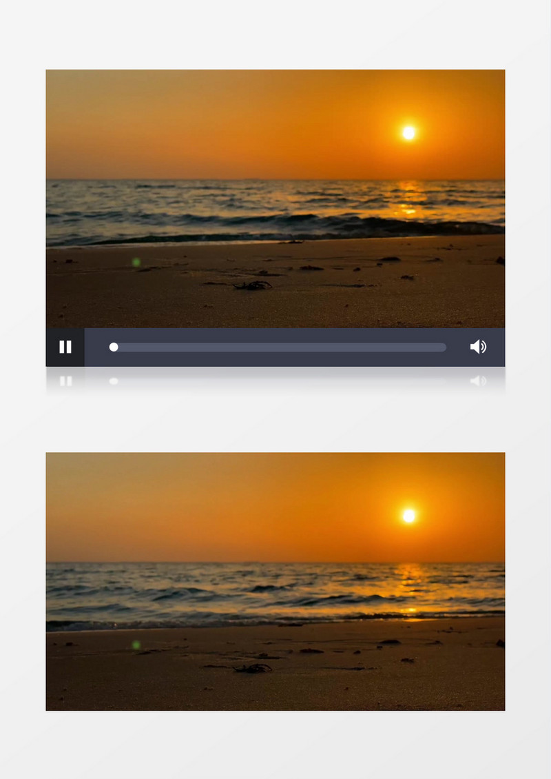 实拍夕阳下的海面和沙滩实拍视频素材