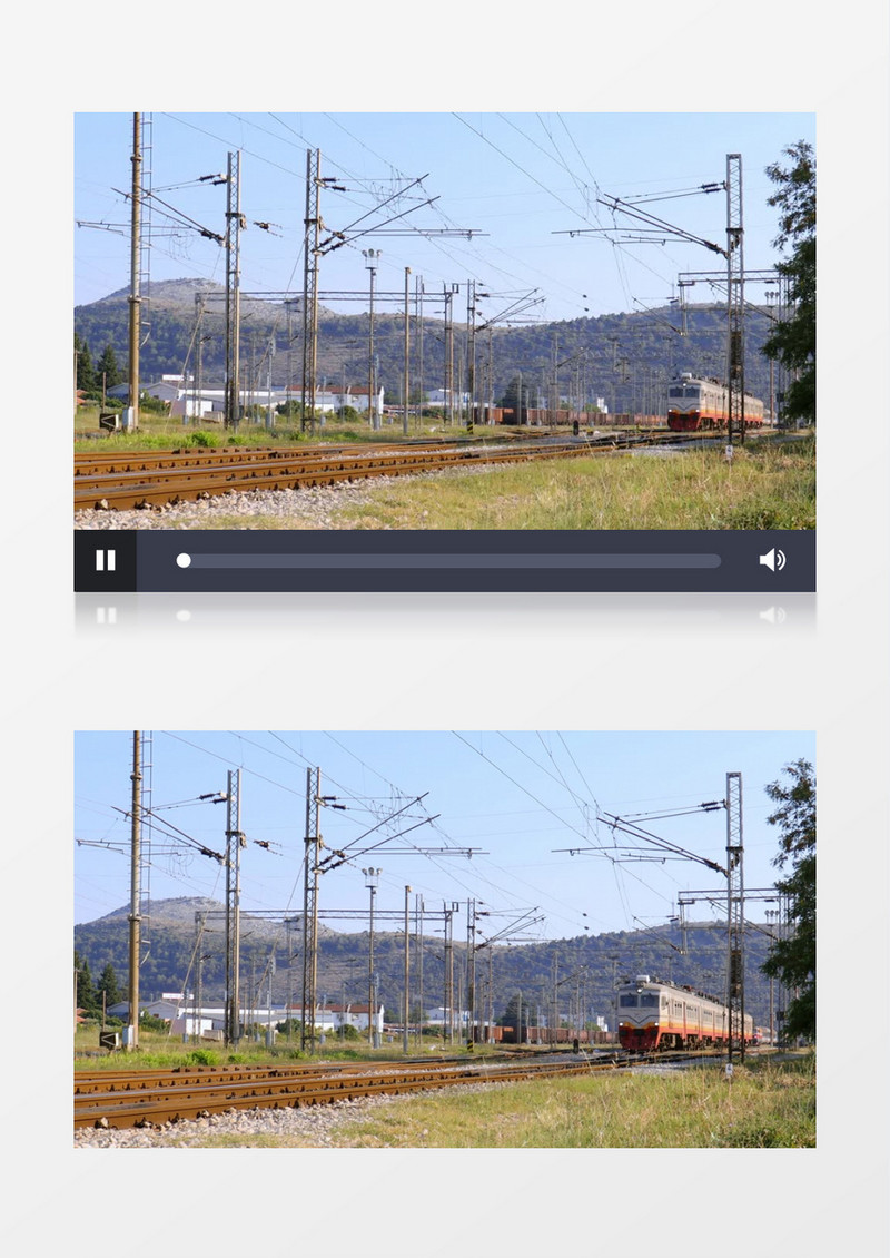 火车缓缓行驶过轨道实拍视频素材
