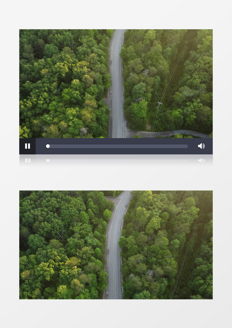 航拍茂盛的丛林中间的道路实拍视频素材