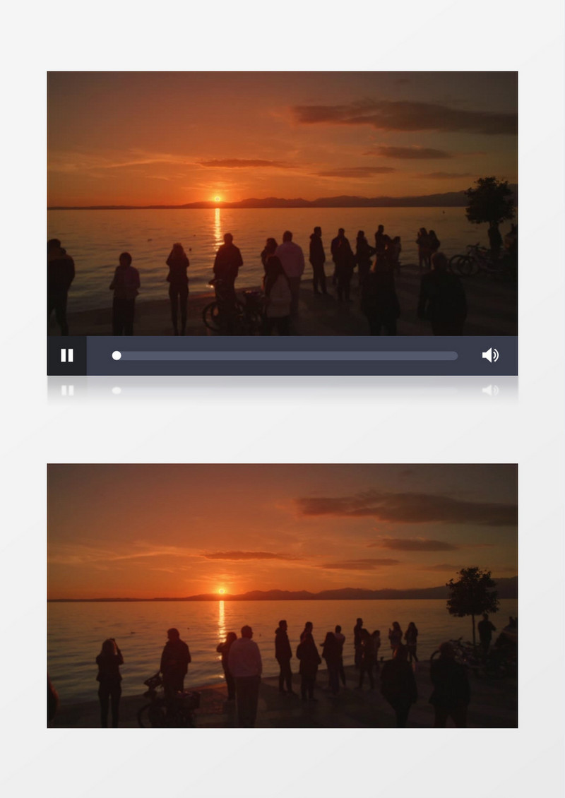夕阳下一群人在海边游玩实拍视频素材