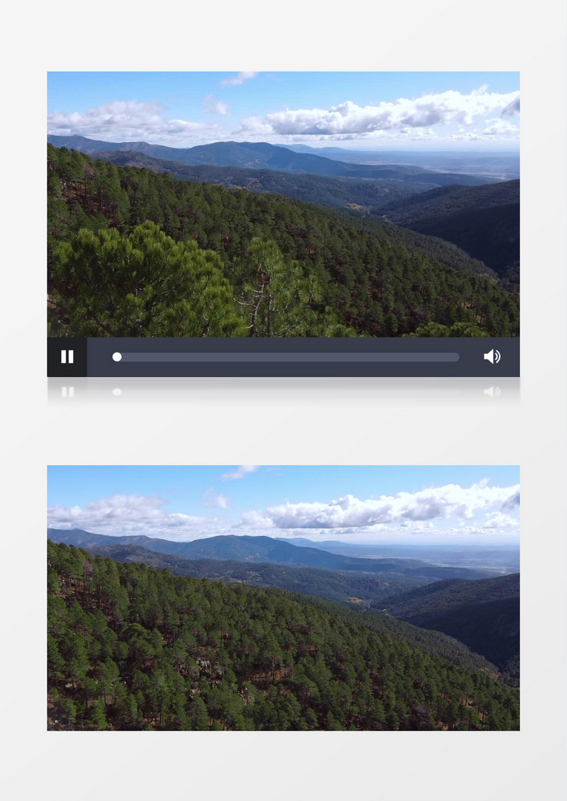 航拍蓝天下的山川和茂盛的森林实拍视频素材