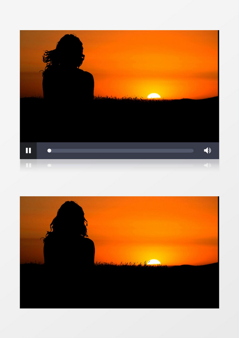 长发美女站在夕阳下的背景剪影实拍视频素材