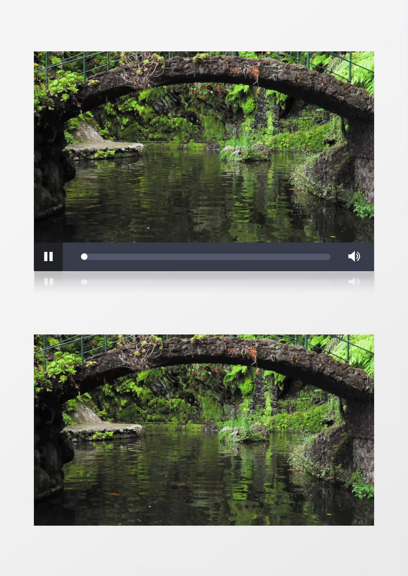 残破的小桥下幽静的河水实拍视频素材