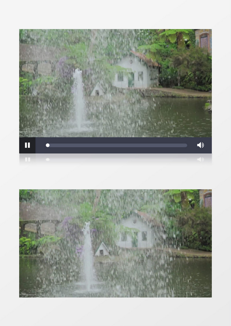 水面上的喷泉涌起的水柱实拍视频素材