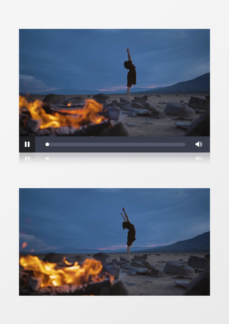 女人在山顶的平地上做瑜伽实拍视频素材