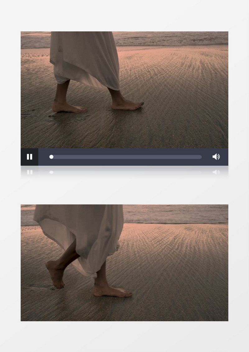女人缓慢的走在沙滩上实拍视频素材