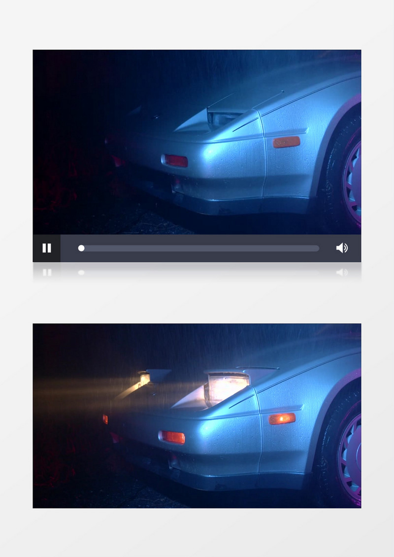 汽车在雨中缓缓升起尾灯实拍视频素材