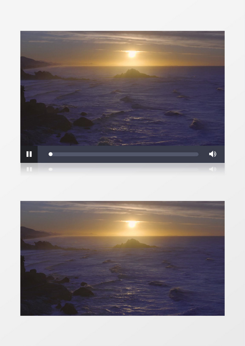 夕阳下波涛汹涌的海面实拍视频素材