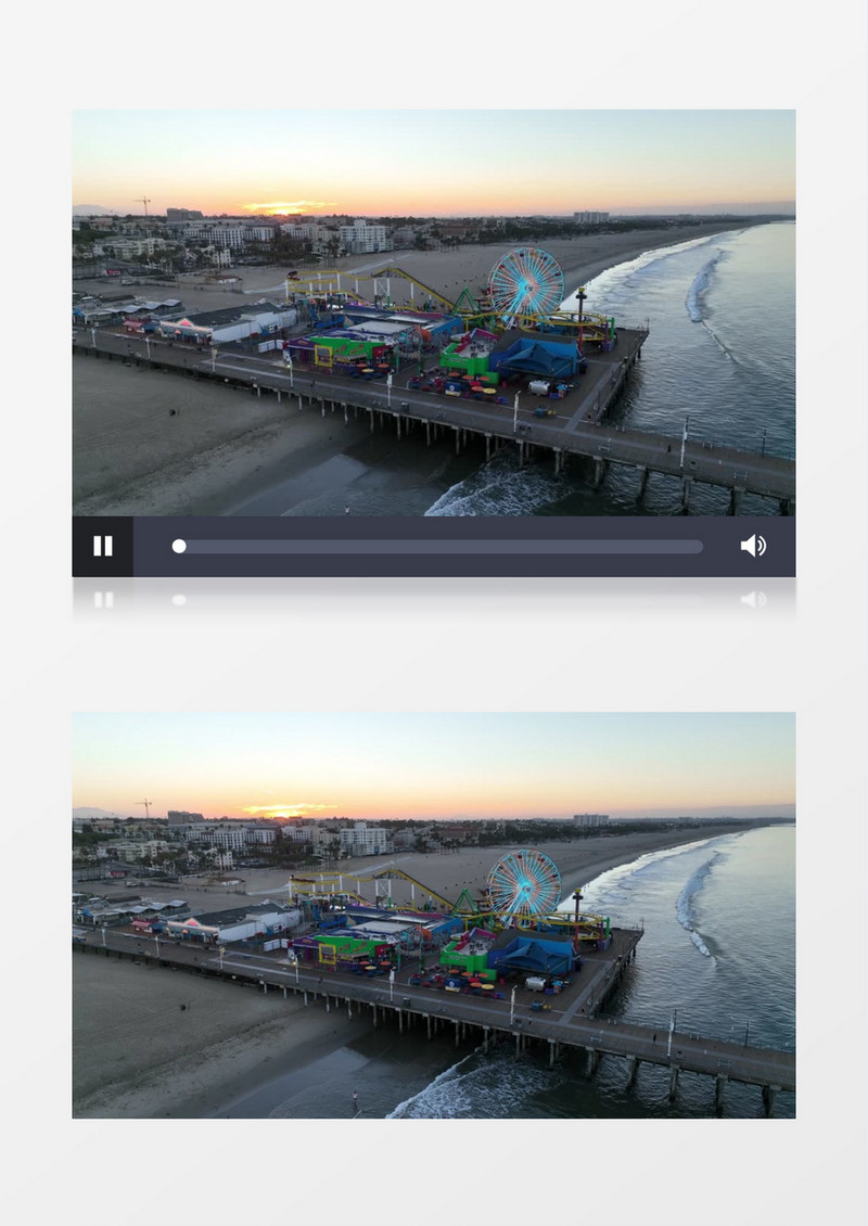 航拍海边的摩天轮实拍视频素材