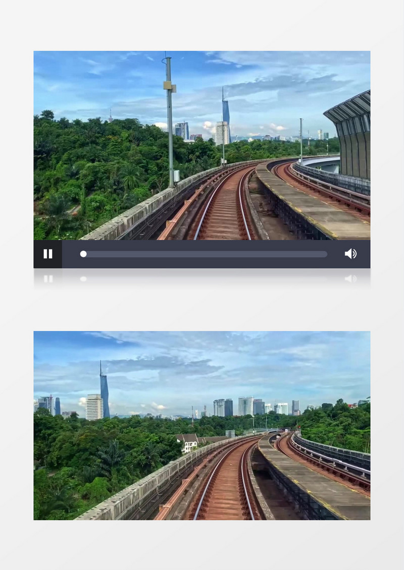 延时拍摄列车在轨道上的行驶线路实拍视频素材