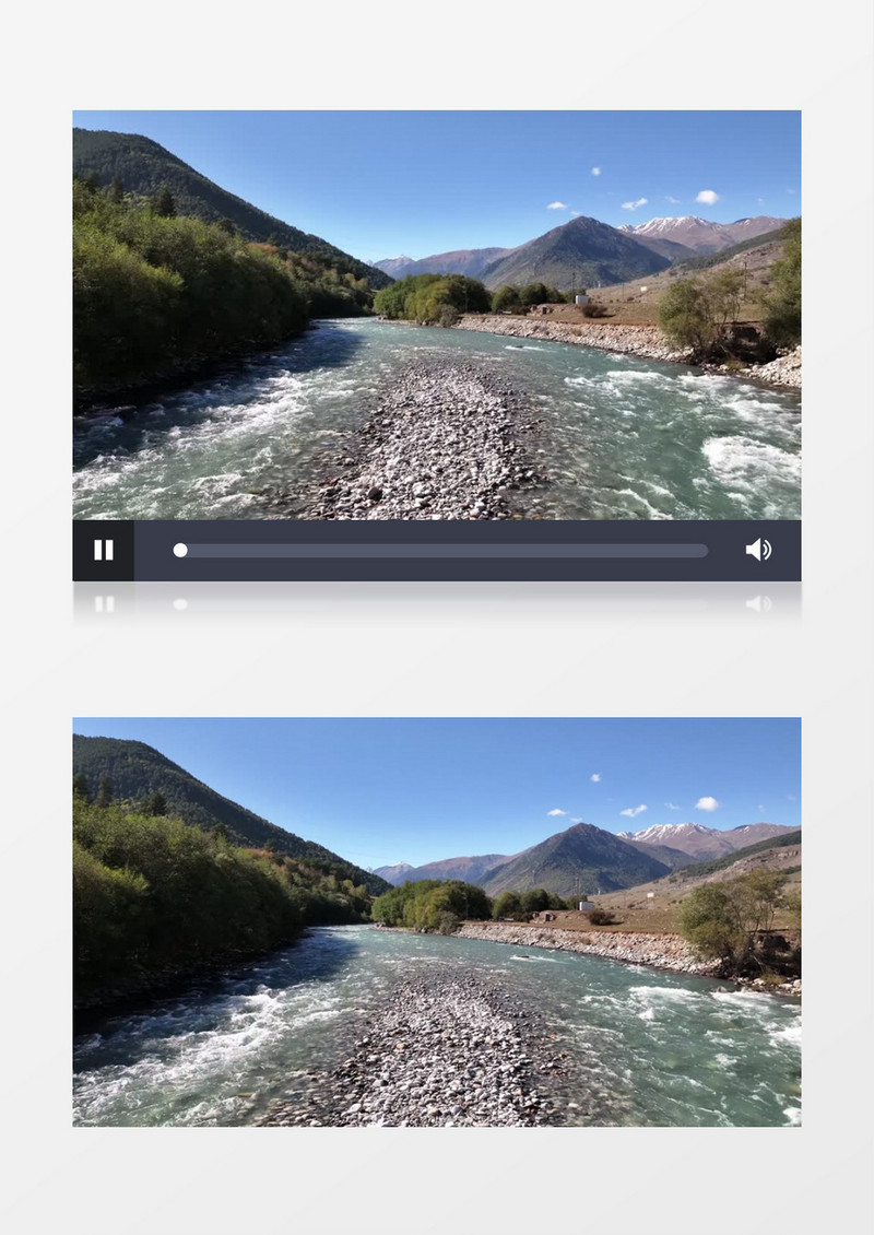 山脚下潺潺流淌的溪水实拍视频素材