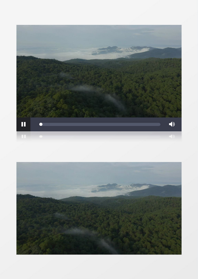 航拍茂盛的丛林和远山上的雾气实拍视频素材