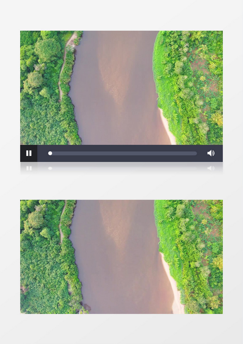 航拍大河两岸的树木景象实拍视频素材