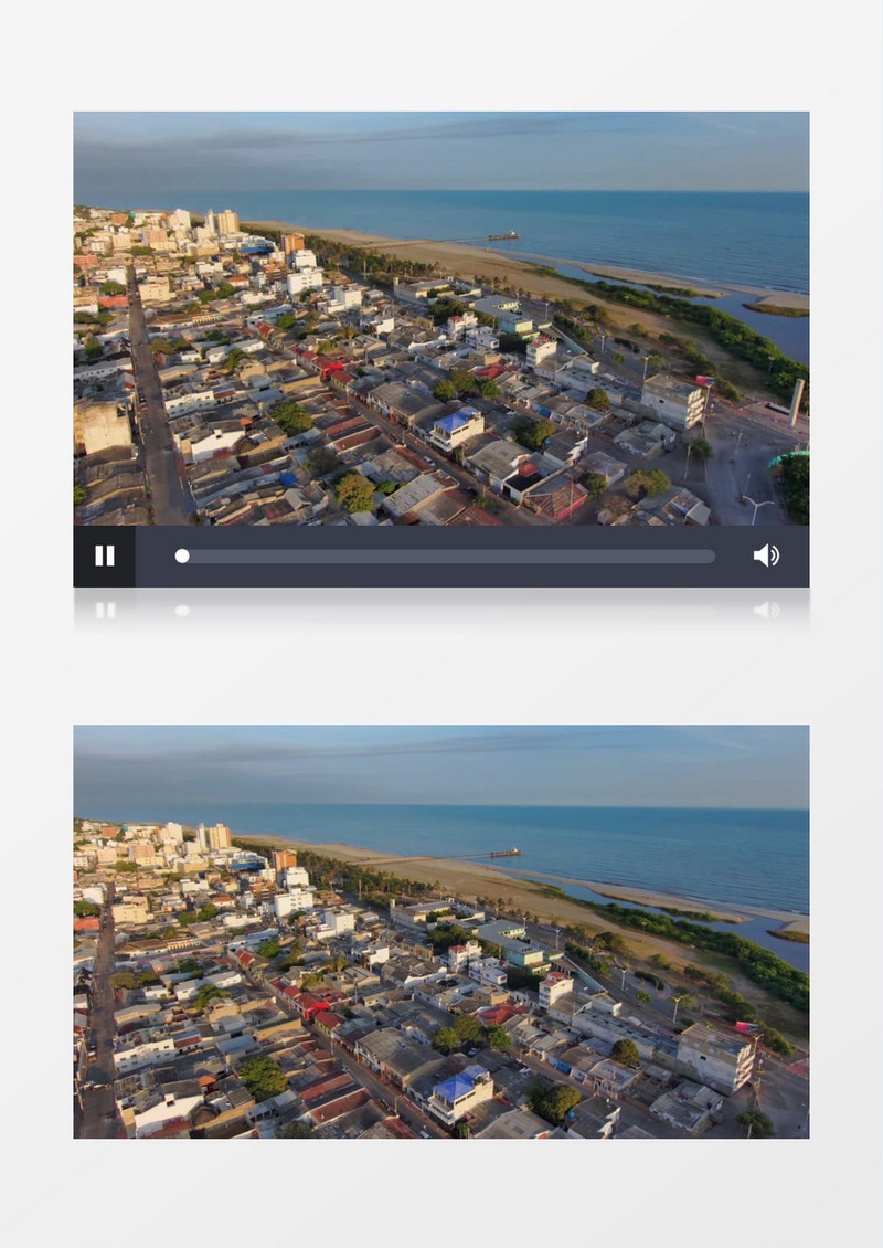 航拍海边小镇的景色实拍视频素材