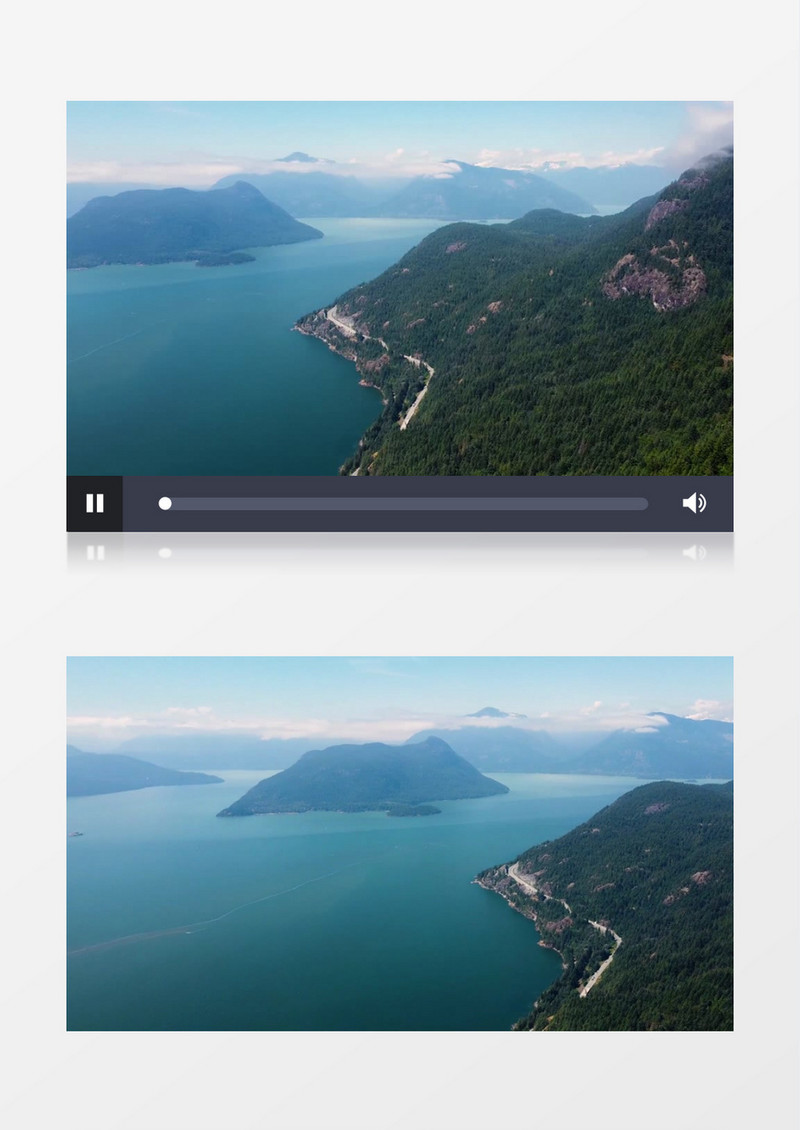 平静的水面和周边的山川景色实拍视频素材