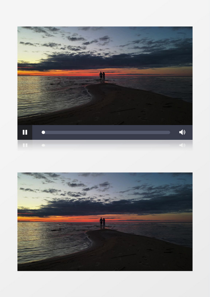 情侣牵手走在海边的剪影实拍视频素材实拍视频素材