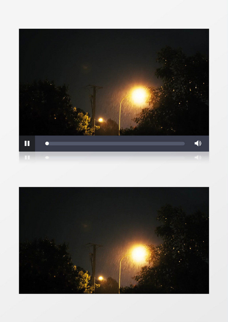 路灯下的雨水降落景象实拍视频素材