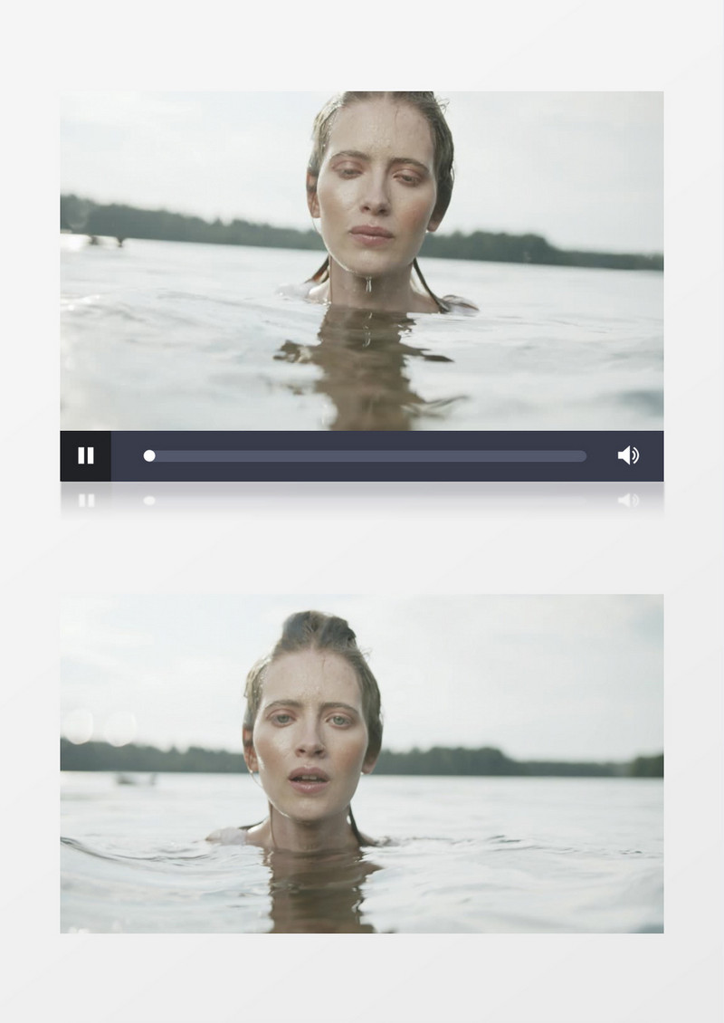 女人在水中游泳下潜实拍视频素材