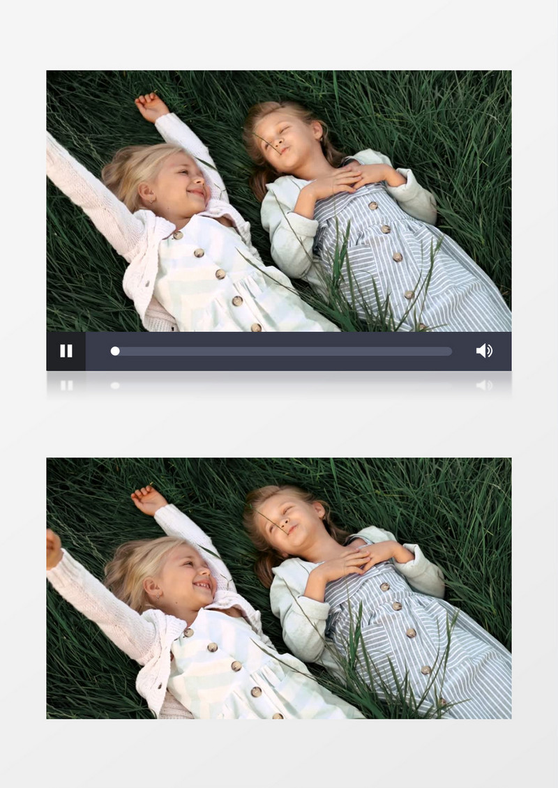 两个小女孩躺在草地上玩耍实拍视频素材实拍视频素材